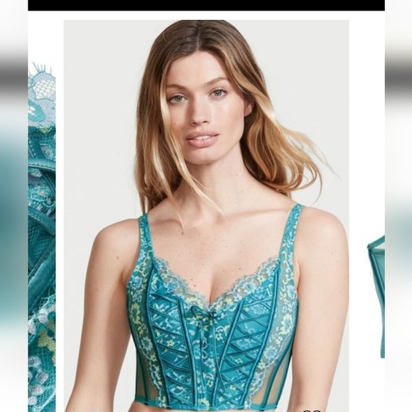 Victoria's Secret Dream Angels Cross Dyed Unlined Lace Up Bra Top - Picture 2 of 8